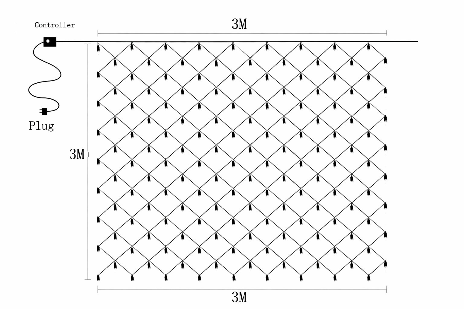 3m x 3m 240 LED warm white mesh net curtain lights