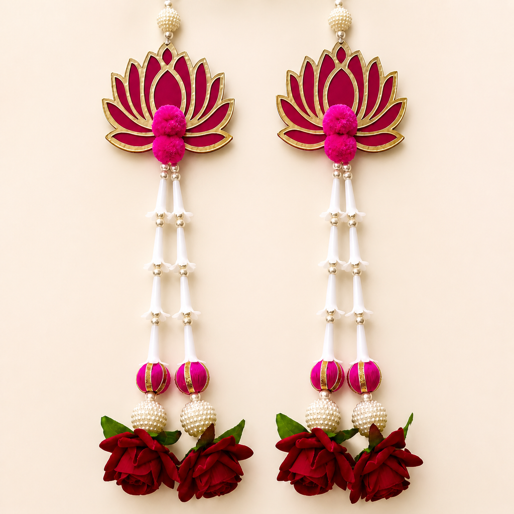 MDF lotus rajni gandha gulab hanging pair detail