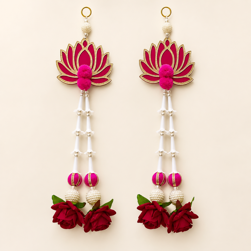 MDF lotus rajni gandha gulab hanging pair