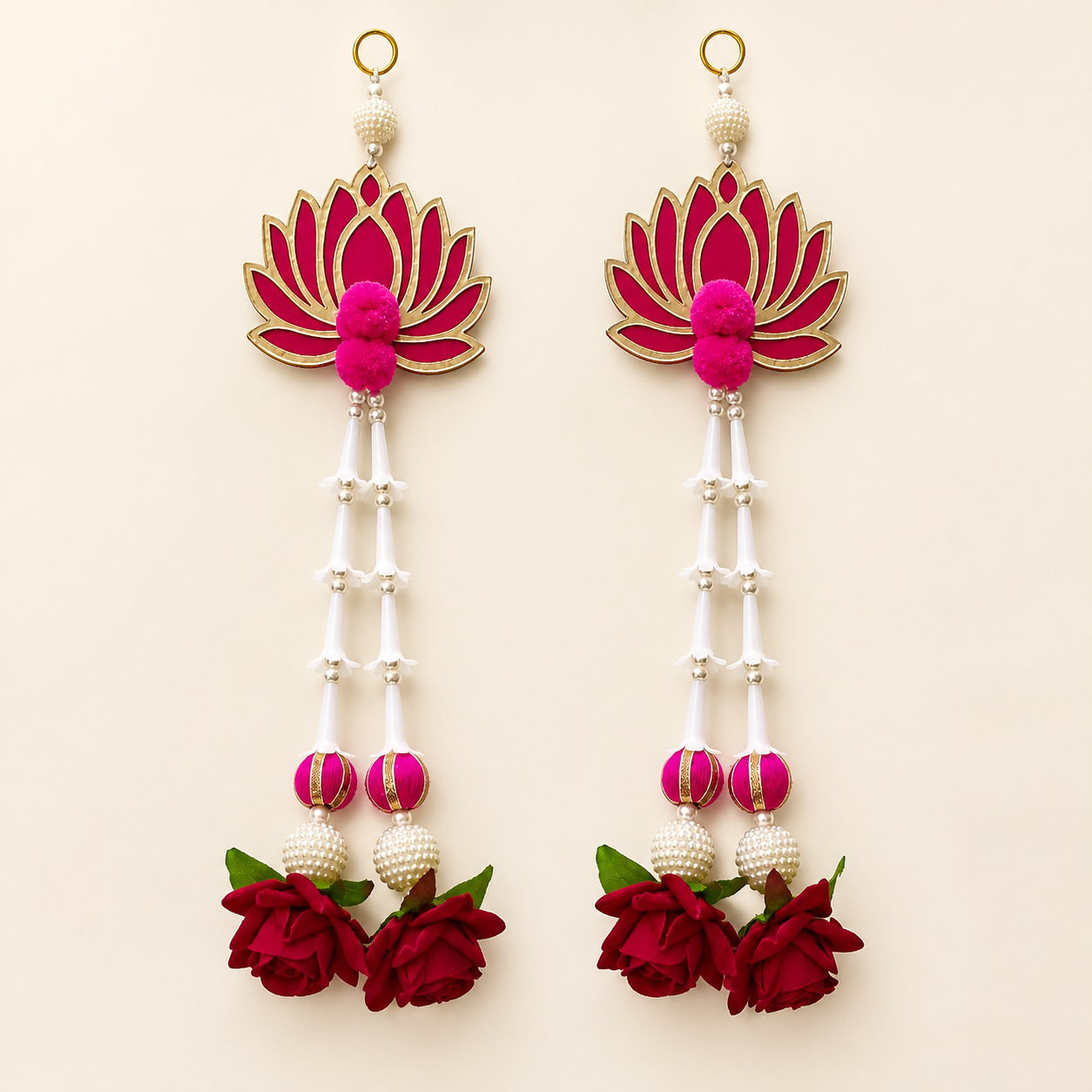 MDF lotus rajni gandha gulab hanging pair