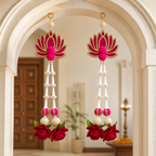 MDF lotus rajni gandha gulab hanging pair displayed in home décor