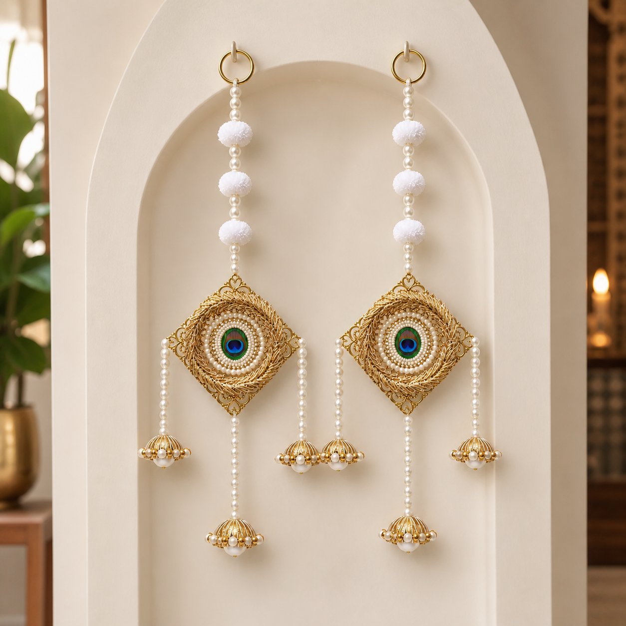 Morpankh latkan pair displayed in home décor