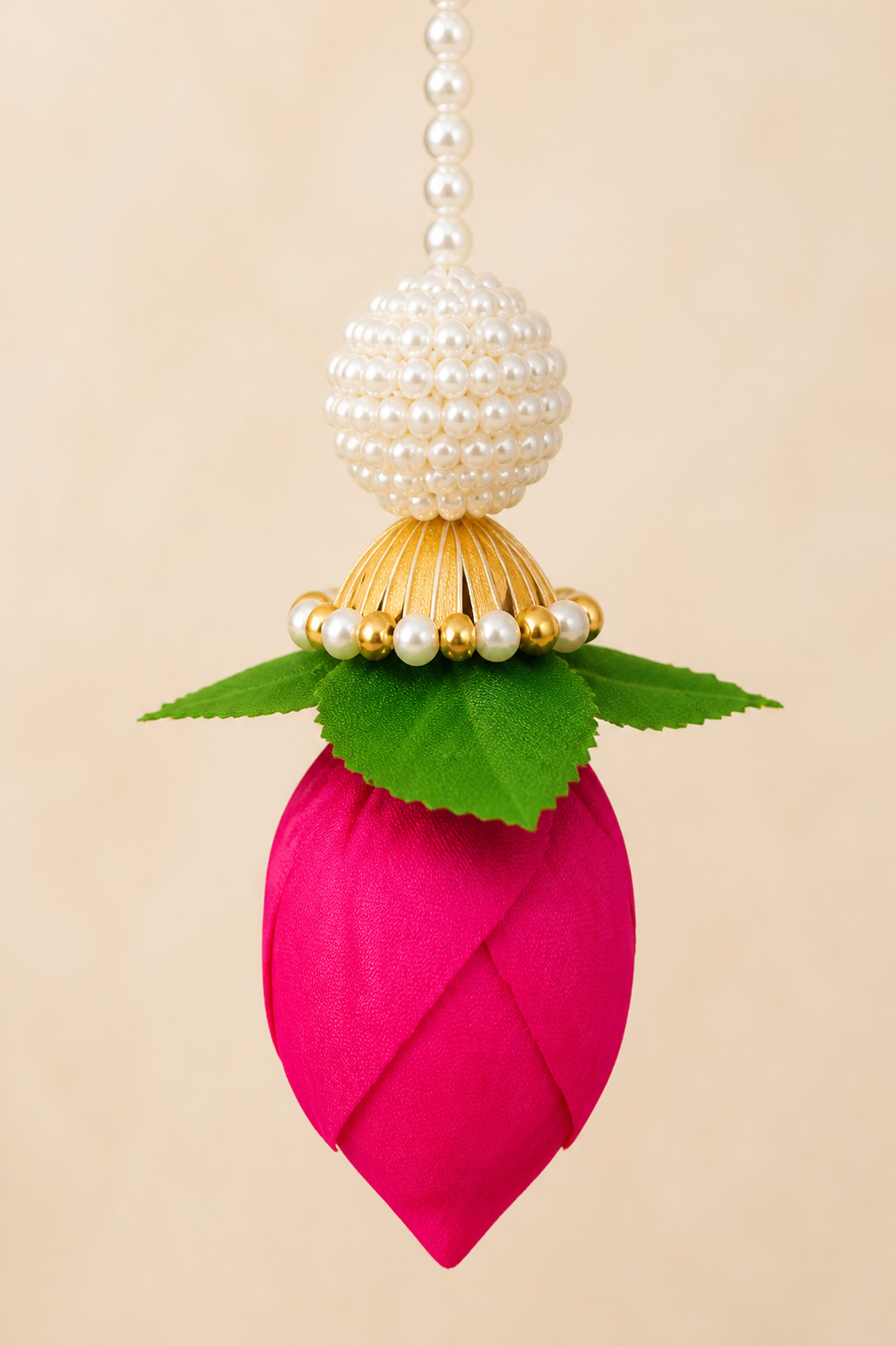 Moti Lotus Toran pearl and lotus detail
