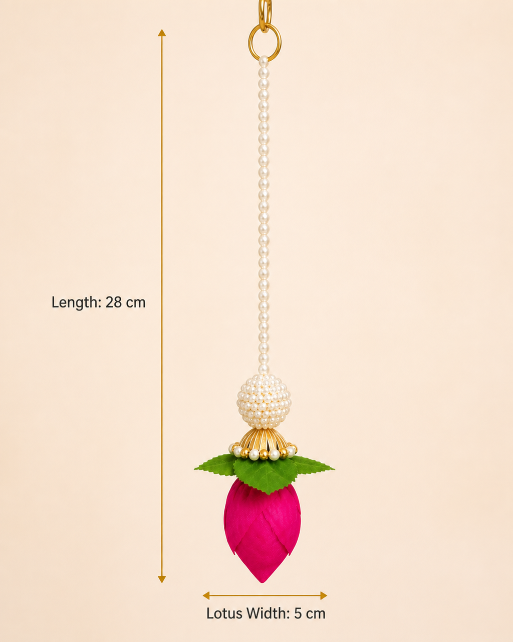 Moti Lotus Toran dimensions: 28 cm length and 5 cm lotus width