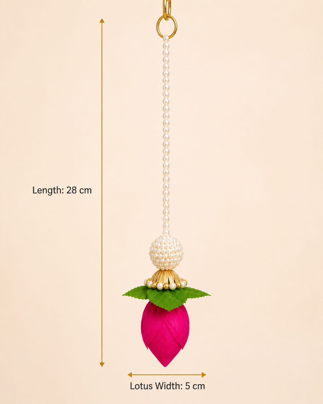Moti Lotus Toran dimensions: 28 cm length and 5 cm lotus width