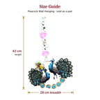 Peacock wall hanging size guide – 42 cm length, 28 cm breadth