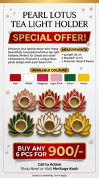 Pearl Lotus Tea Light Holder product info - colours and measurements