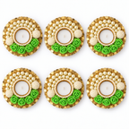 Pearl and rose tea-light holders pack of six - Green