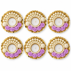 Pearl and rose tea-light holders pack of six - Lavender