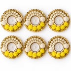 Pearl and rose tea-light holders pack of six - Yellow