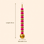 Pink ghungroo hanging dimensions: 30 cm length and 5 cm bell width