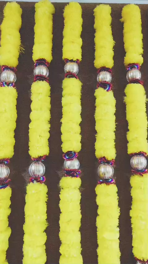 Traditional Yellow Marigold Hangings – Set of 6