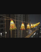 Video of the hand-painted leather cone fairy lights