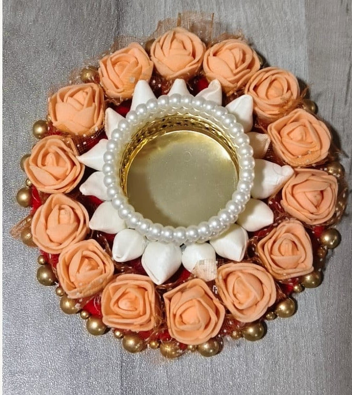 Peach rose tealight holder