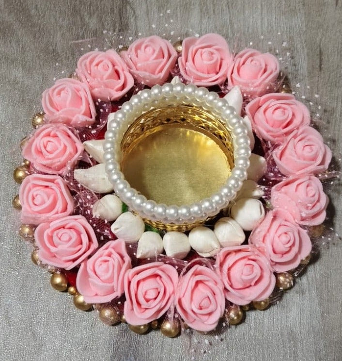 Pink rose tealight holder