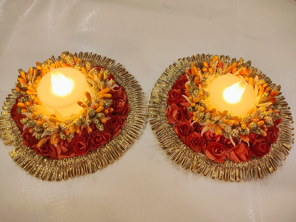 Rose Flower Tea Light Holder - Magenta