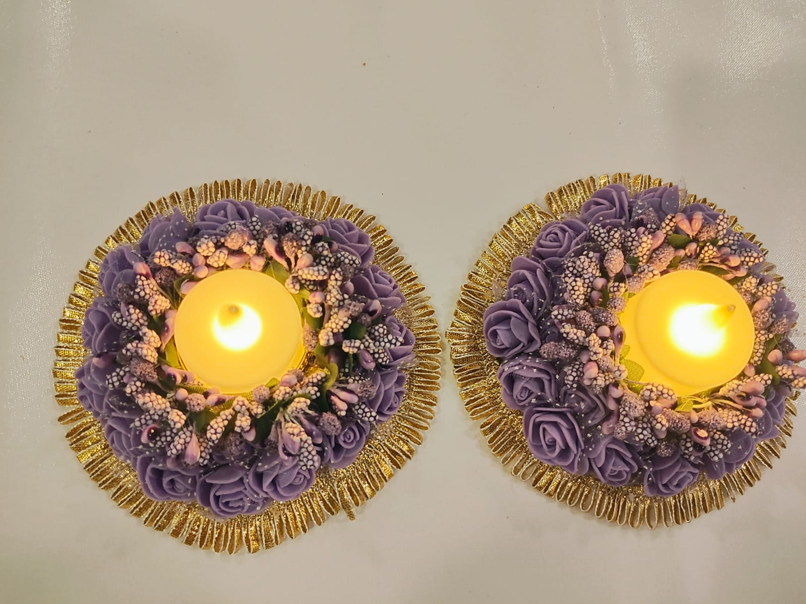 Rose Flower Tea Light Holder - Mauve