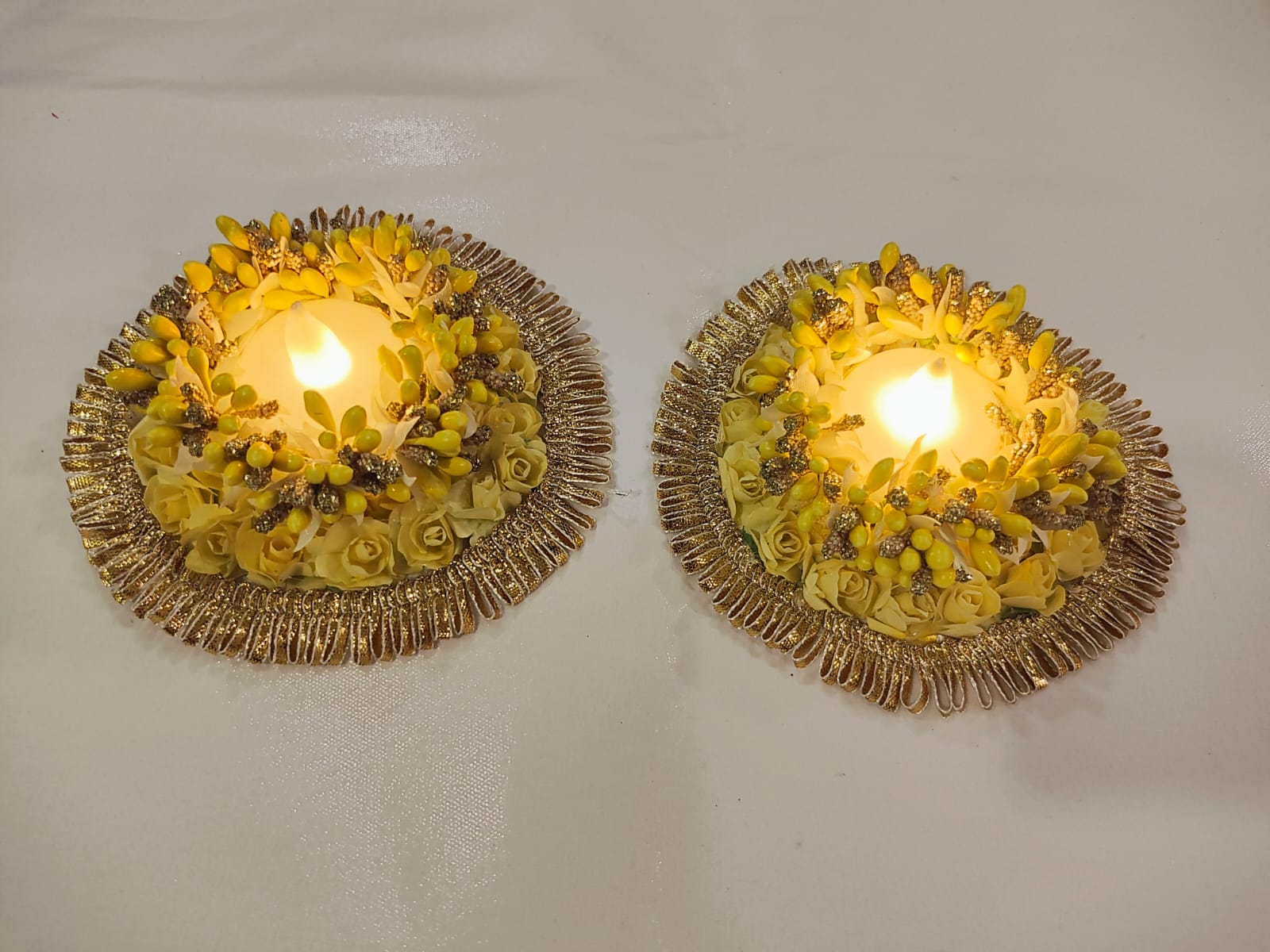 Rose Flower Tea Light Holder - Ochre