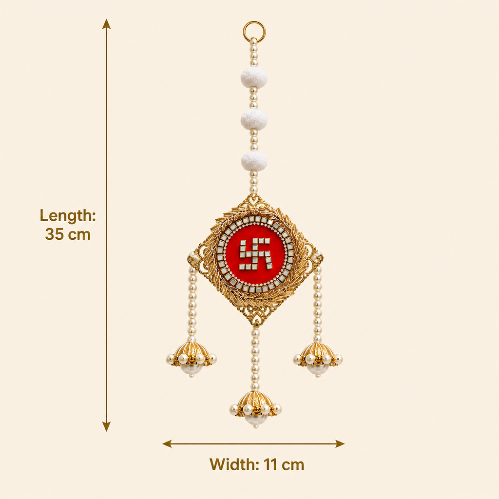 Swastik hanging dimensions: 35 cm length and 11 cm width