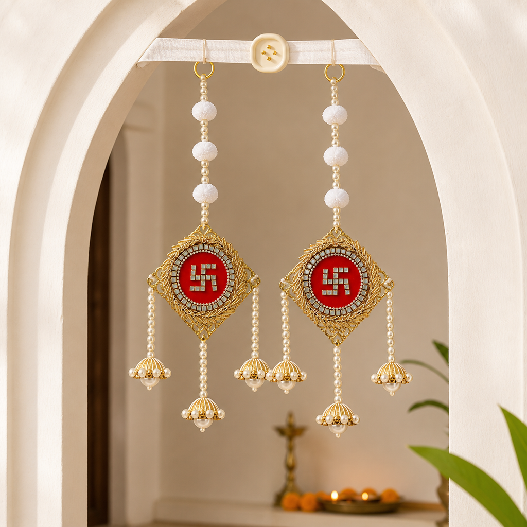 Swastik hanging pair displayed in home décor