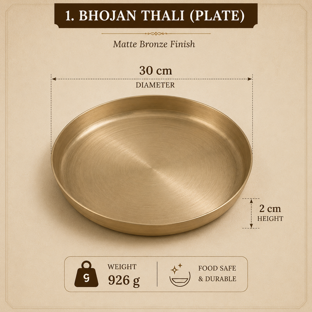 Kansa (Bronze) Thali Set - 6-Piece Traditional Bronze Dinner Set