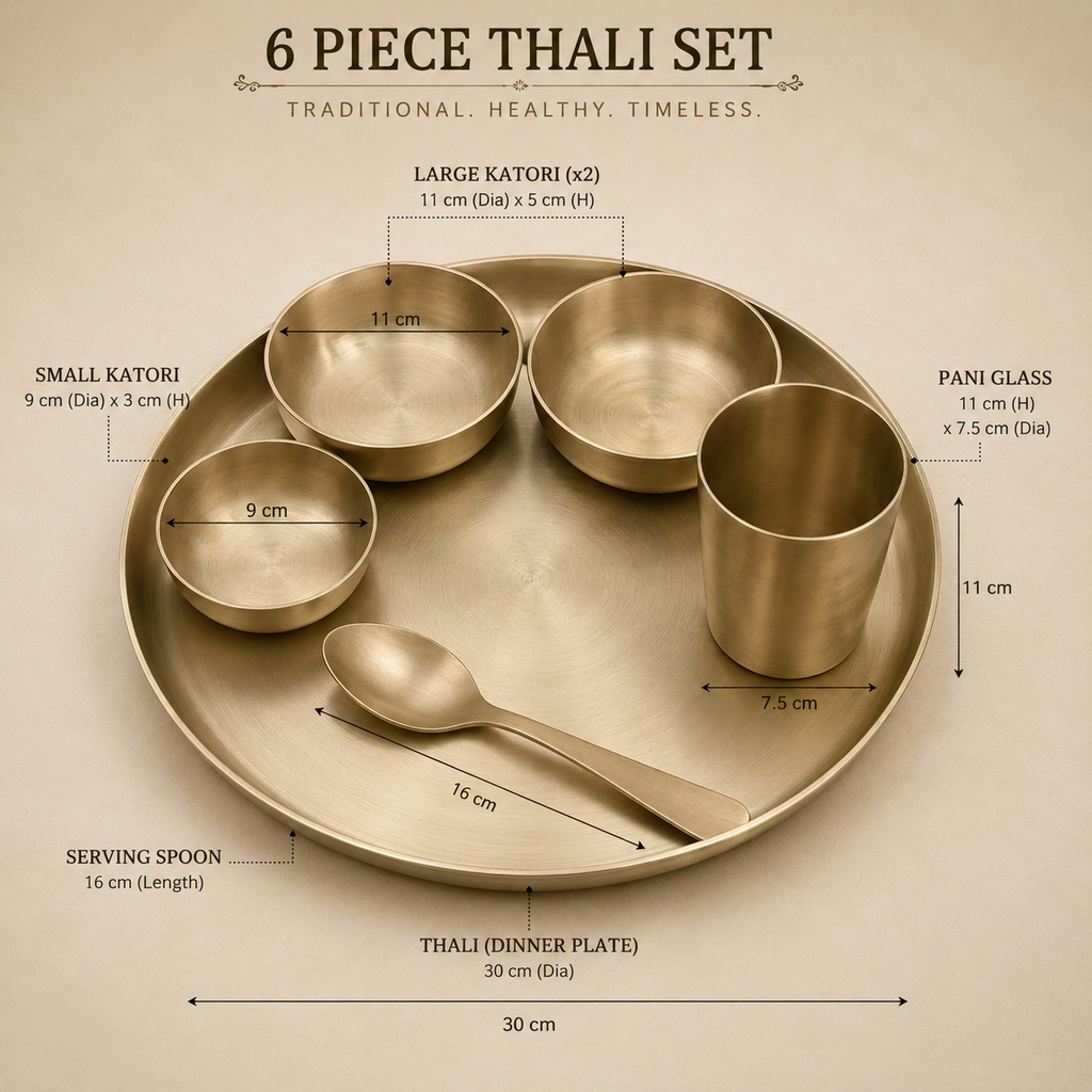Kansa (Bronze) Thali Set - 6-Piece Traditional Bronze Dinner Set