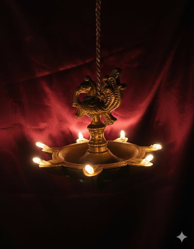 Traditional Peacock Hanging Diya Lamp