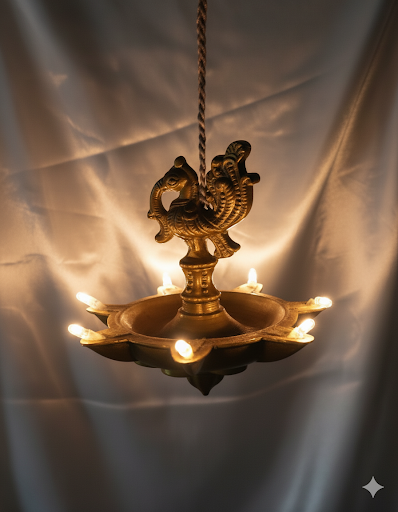Traditional Peacock Hanging Diya Lamp